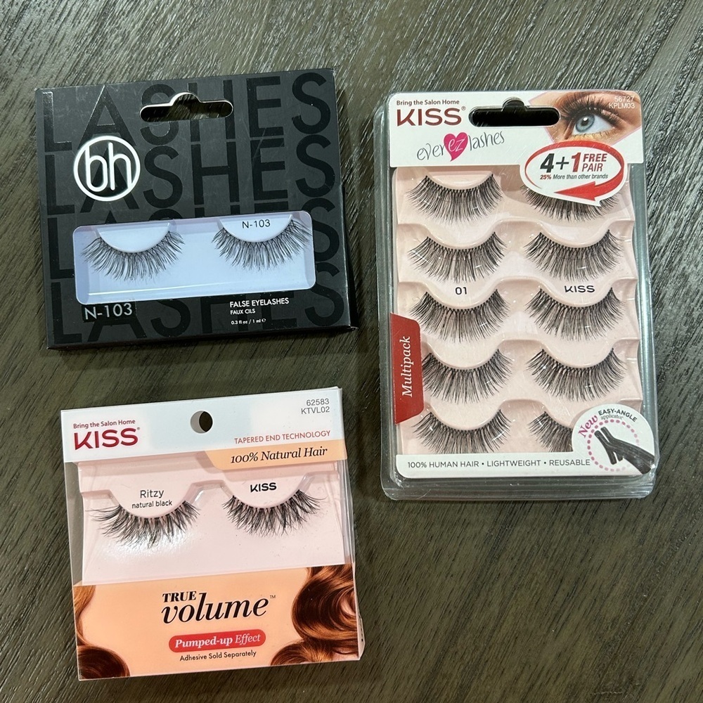 Kiss True Volume Natural Black Eyelashes & BH Cosmetics False Eyelashes